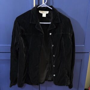 Savannah Velvet Black Button Down Shirt with Mother of Pearl Buttons